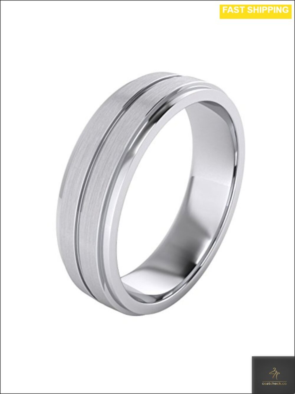 Sterling Silver 6mm Unisex Wedding Band Comfort Fit Brushed Grooved Ring